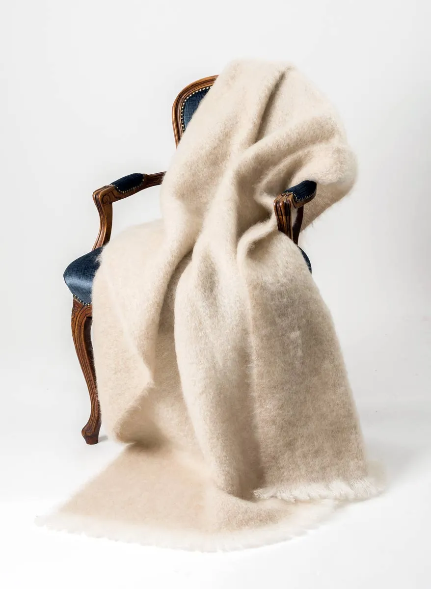 Toi Toi Beige Mohair Chair Throw