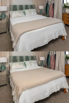 Toi Toi Beige Mohair Throw Blanket
