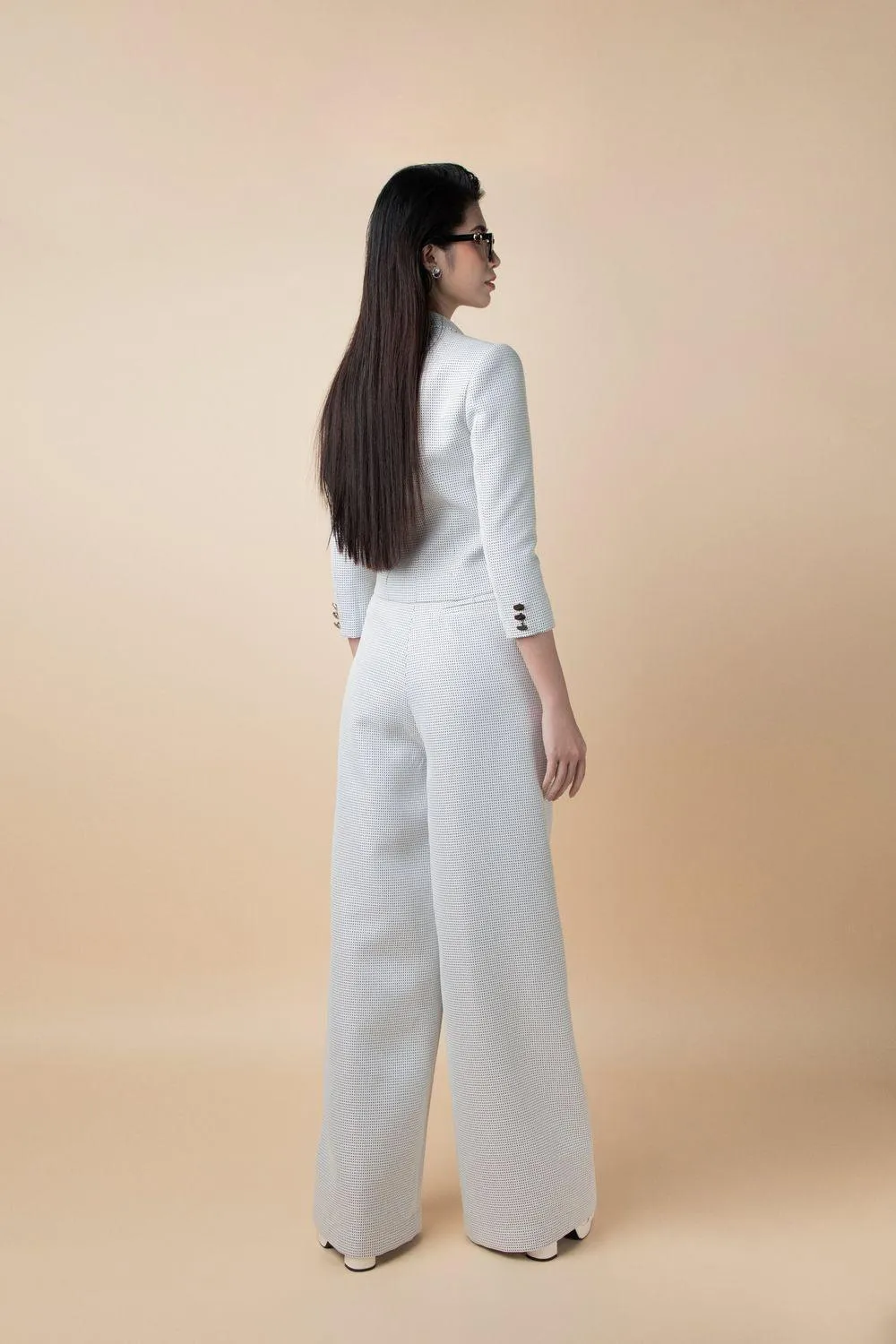 Tyra Cropped 3/4 Sleeved Brocade Jacket