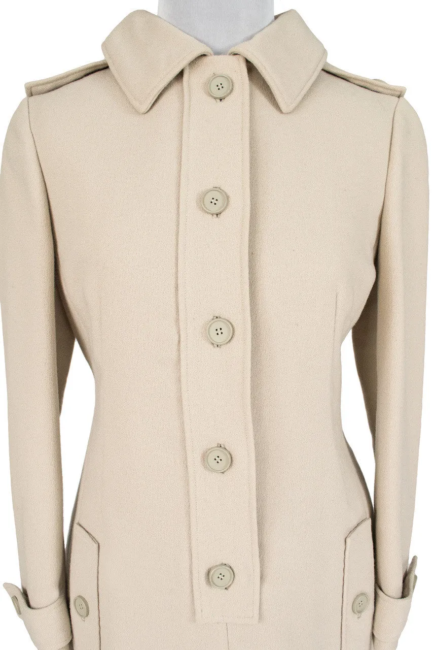Vintage 1960s Geoffrey Beene designer beige wool coat dress