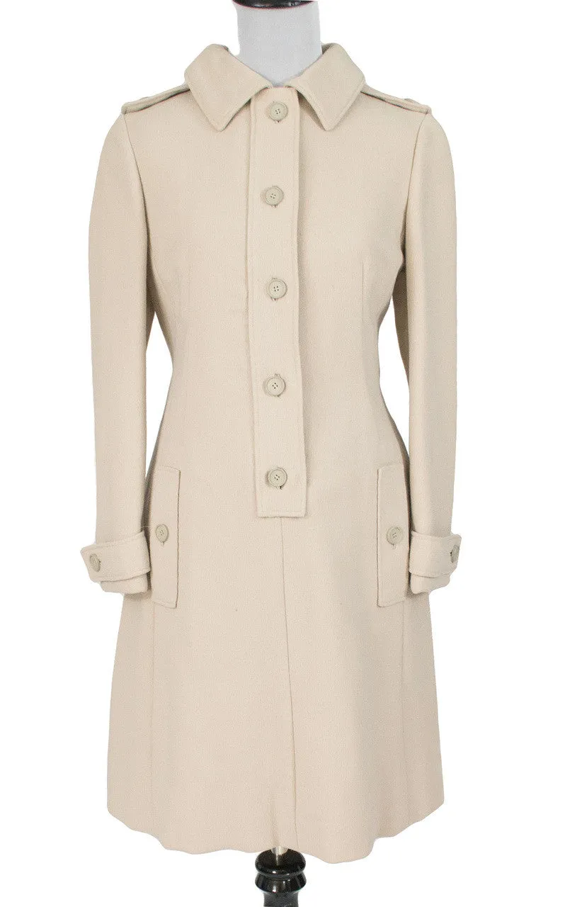 Vintage 1960s Geoffrey Beene designer beige wool coat dress