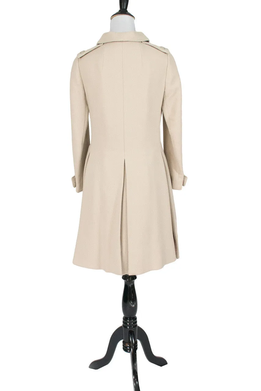 Vintage 1960s Geoffrey Beene designer beige wool coat dress