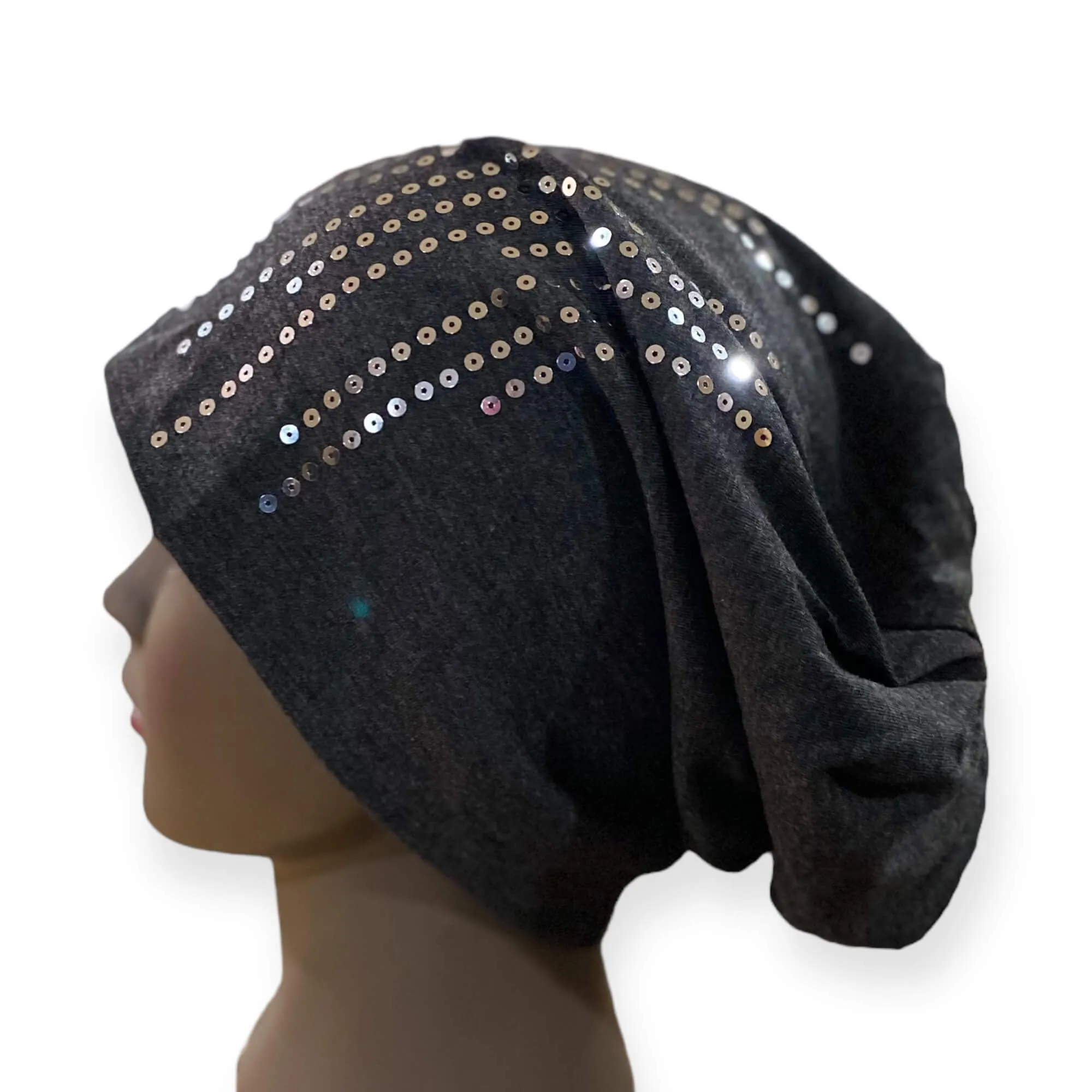 Waterfall Sequins Jersey Beanie Caps