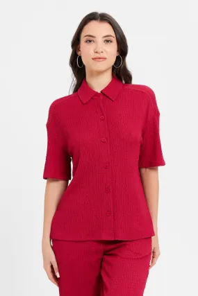 Women Fuchsia Textured Top