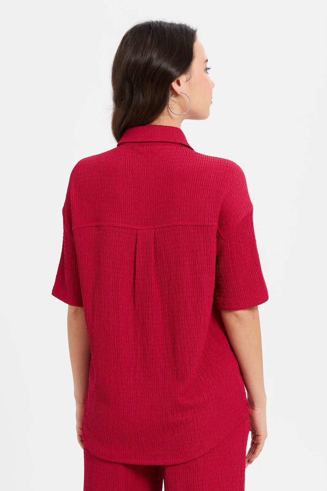 Women Fuchsia Textured Top