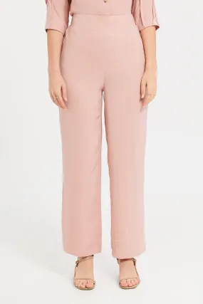 Women Pink Blush Wide Leg Elasticated Waist Trouser