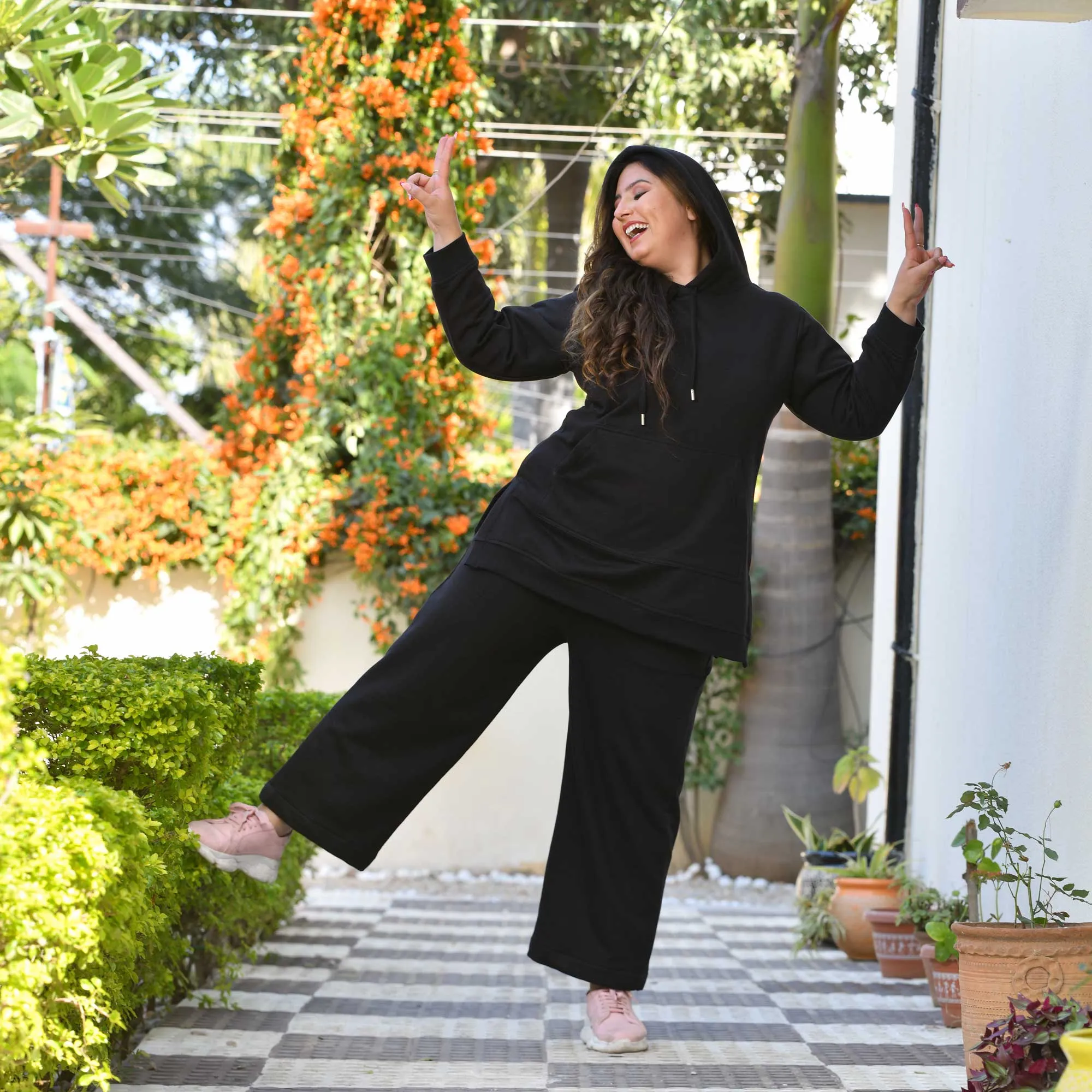 Woollen Fleece Pullover Hoodie Co-ord Set