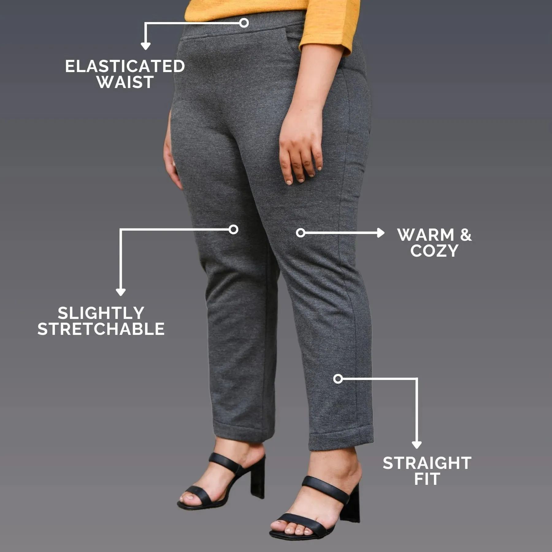 Woollen Fleece Straight Pants With Pockets