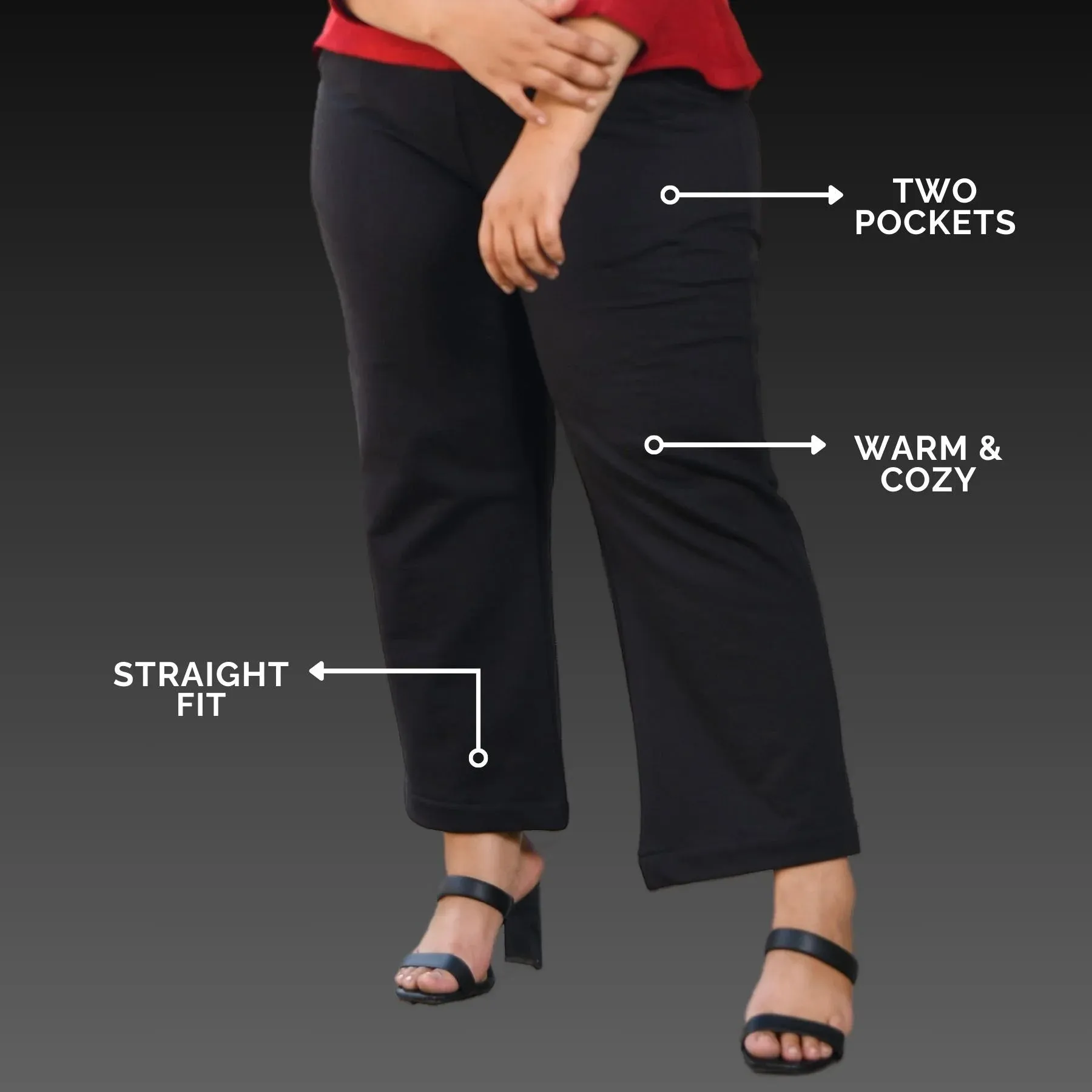 Woollen Fleece Straight Pants With Pockets