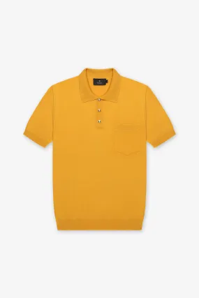 YELLOW POLO SWEATER W. GOLD BUTTONS