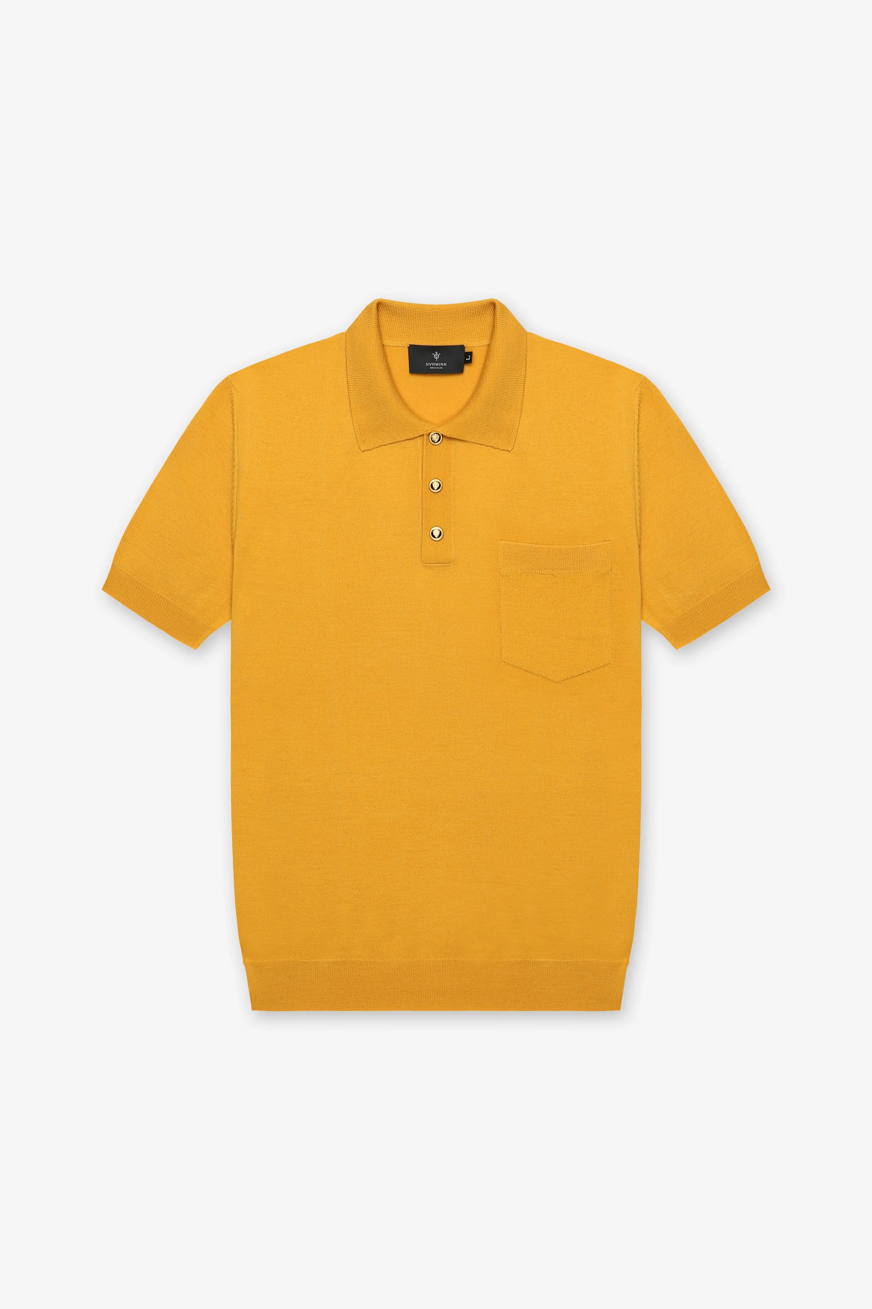 YELLOW POLO SWEATER W. GOLD BUTTONS