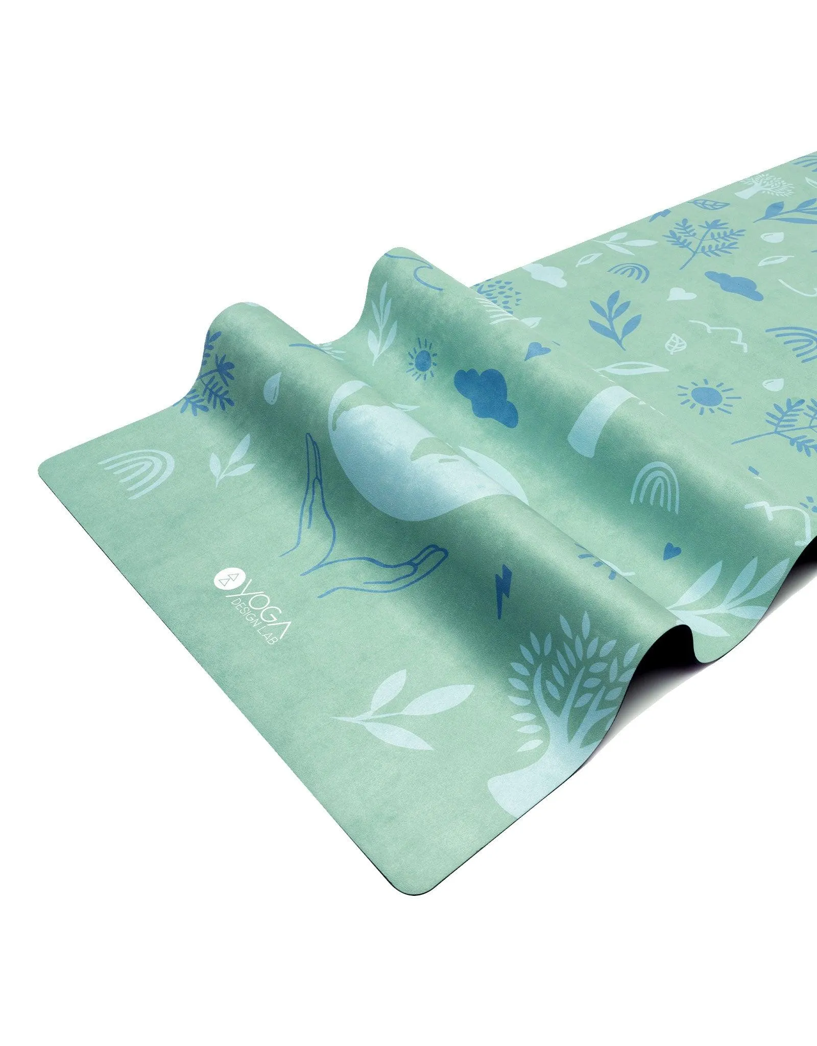 Yoga Design Lab - Combo Yoga Mat - 2-in-1 (Mat   Towel) - Earth Green - Lightweight, Ultra-Soft