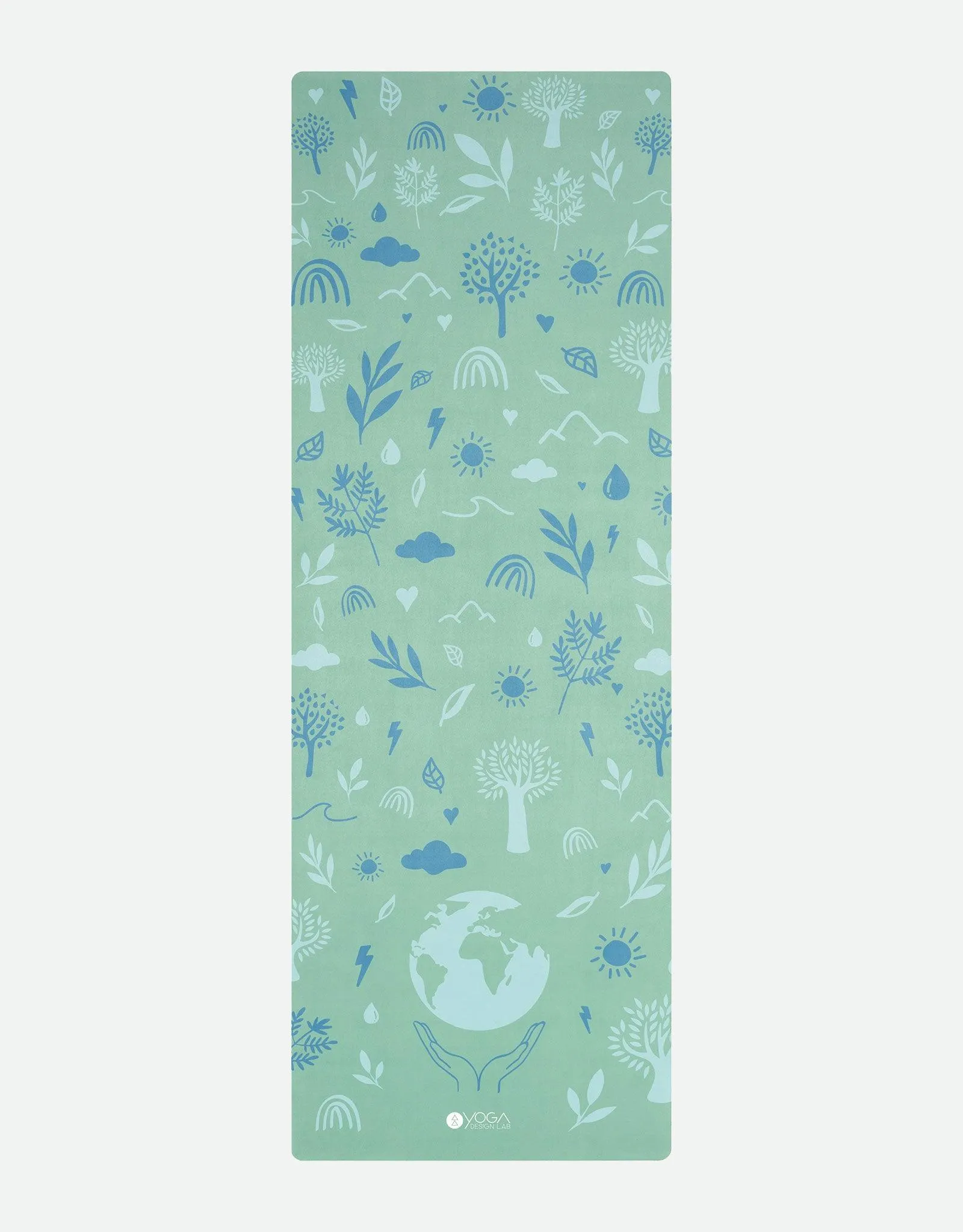 Yoga Design Lab - Combo Yoga Mat - 2-in-1 (Mat   Towel) - Earth Green - Lightweight, Ultra-Soft