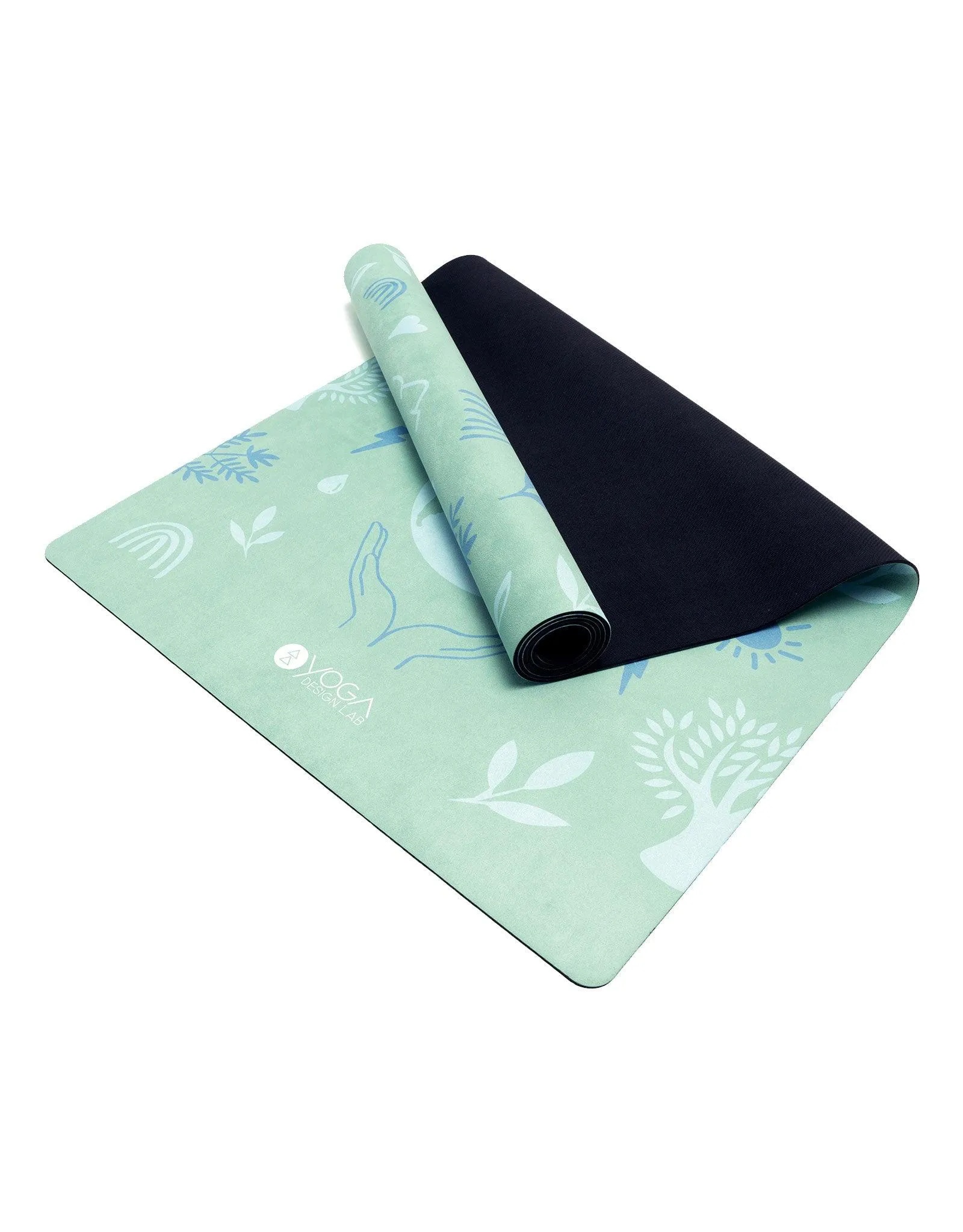 Yoga Design Lab - Combo Yoga Mat - 2-in-1 (Mat   Towel) - Earth Green - Lightweight, Ultra-Soft