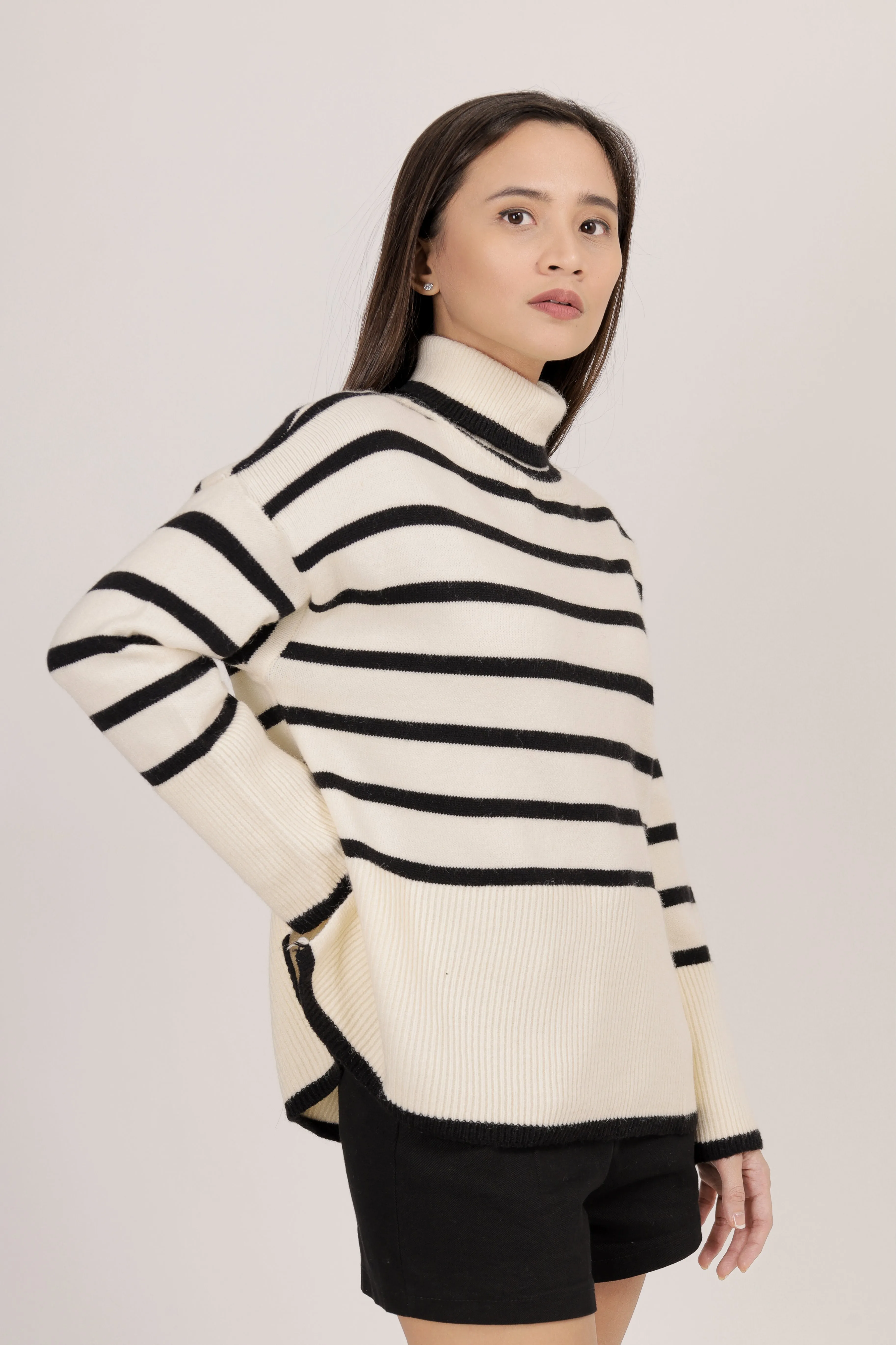 Zuri Stripe Turtleneck Sweater