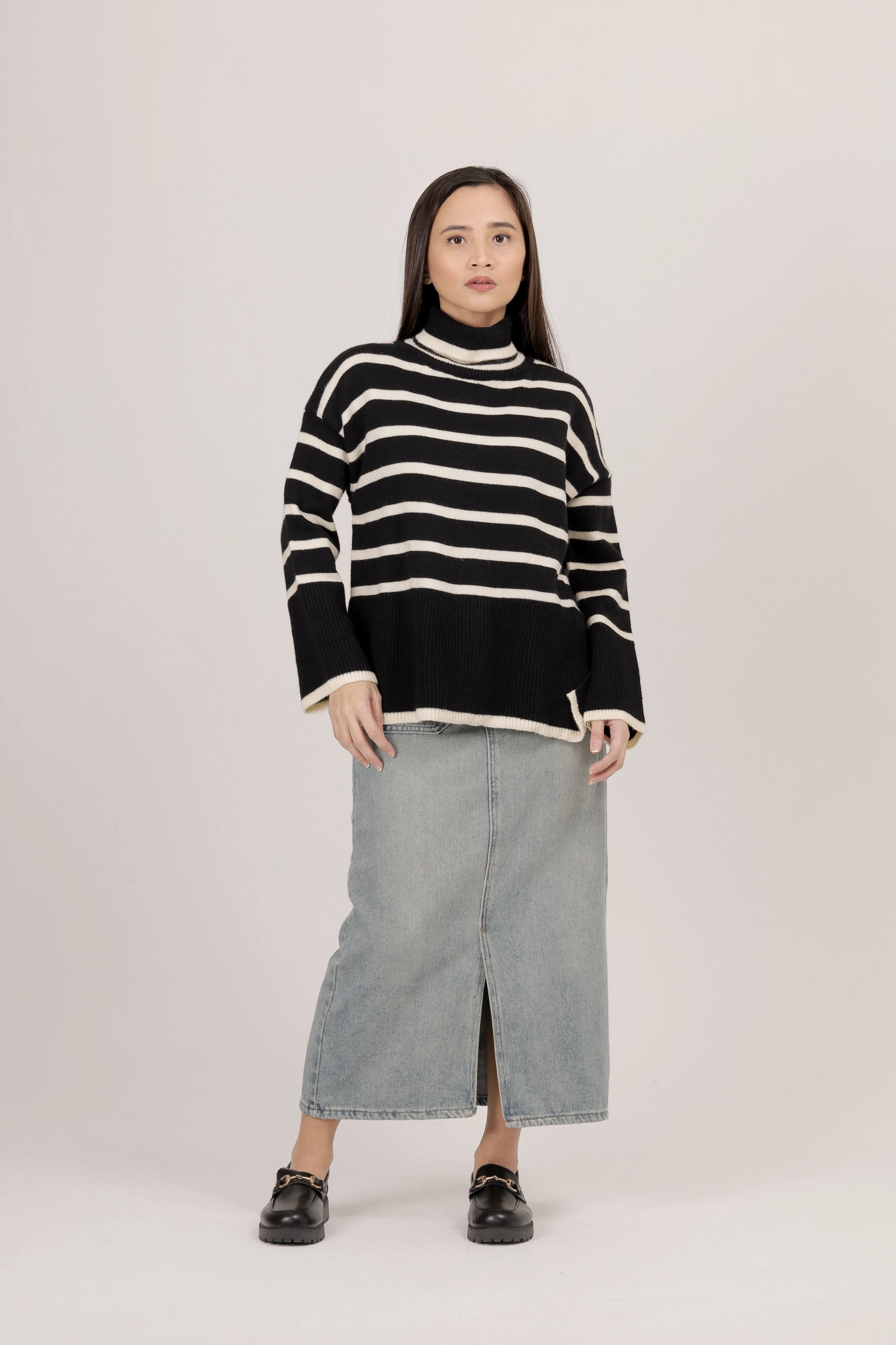 Zuri Stripe Turtleneck Sweater